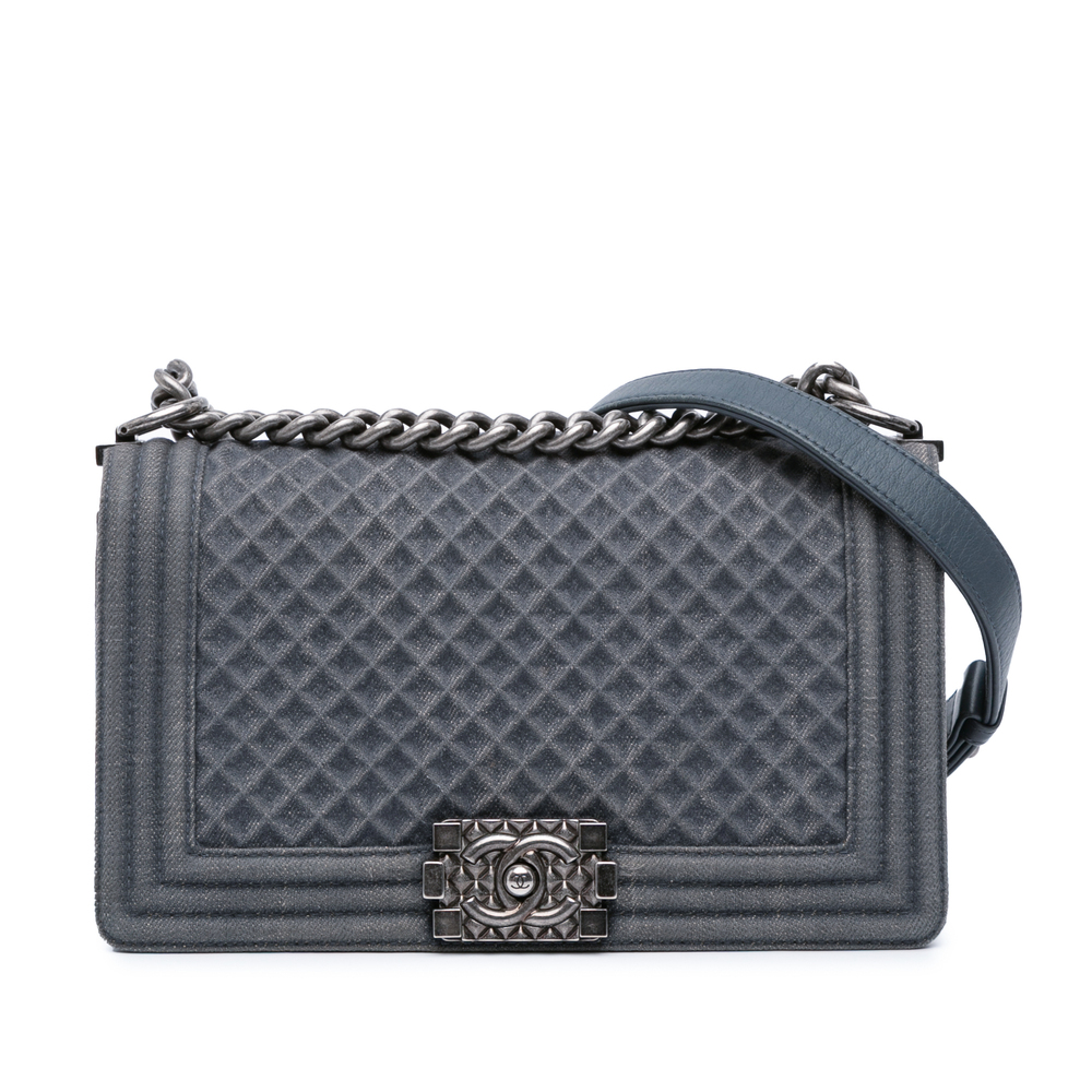 Pre-Loved Chanel Medium Embossed Denim Boy Flap